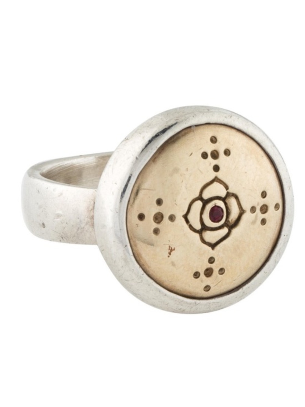 Me&Ro Ring 10k Gold Sterling Silver Ruby Lotus Cocktail Ring - Pinky